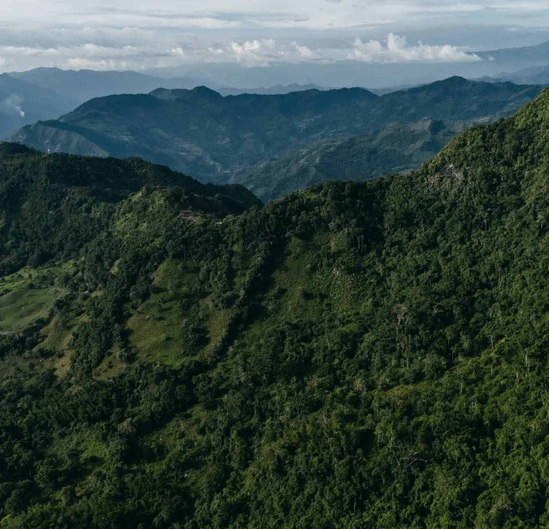 Forested mountain ridges of Boyacá under cloud